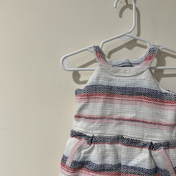• Janie and Jack • Little Girls Tank Top Romper Stripe Print White, Blue, Red - Picture 3 of 4